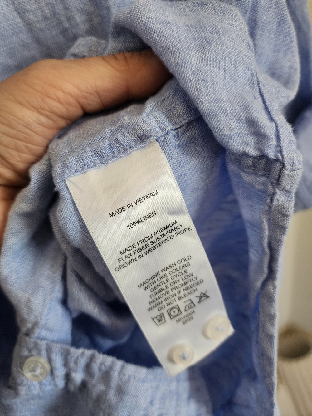 Quince 100% European Linen Long Sleeve Shirt - Size Medium French Blue - Picture 3 of 5